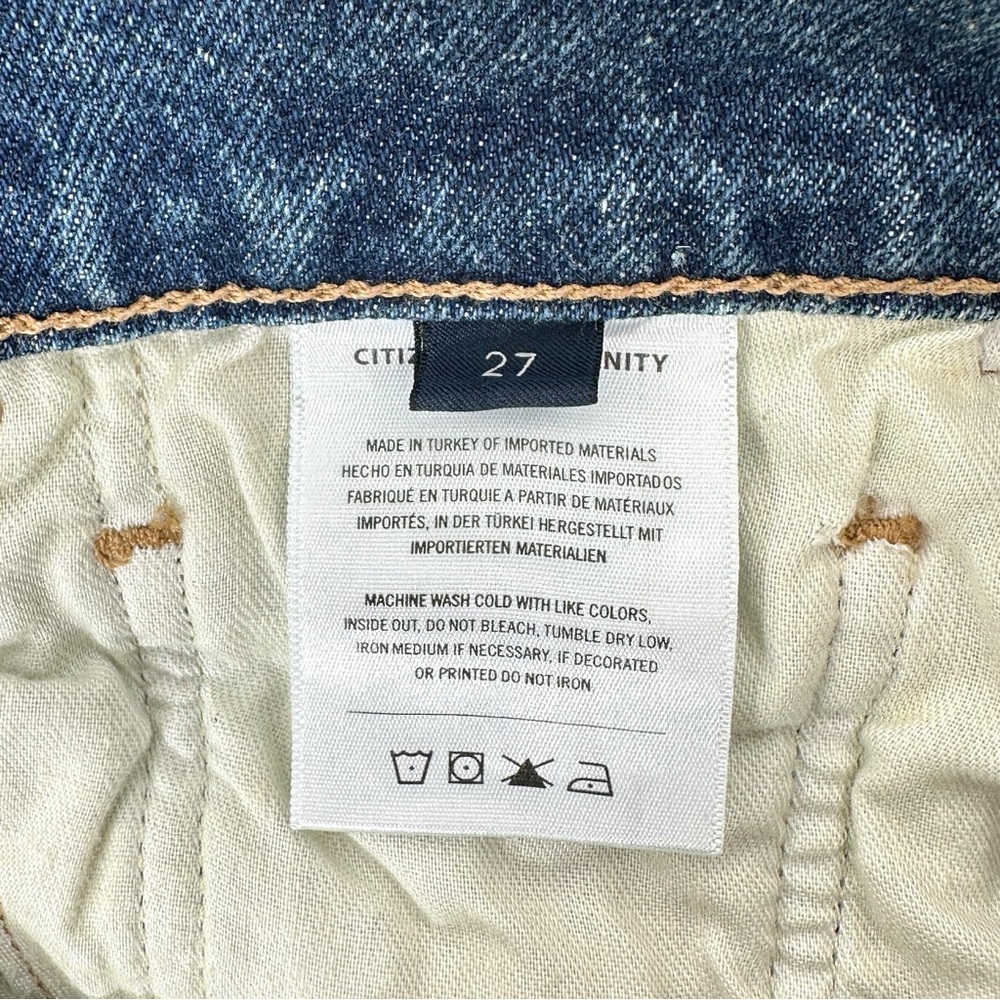 Citizens of Humanity Beatnik Mid Wash Frayed Classic Blue Denim Jean Mini Skirt - Picture 10 of 12